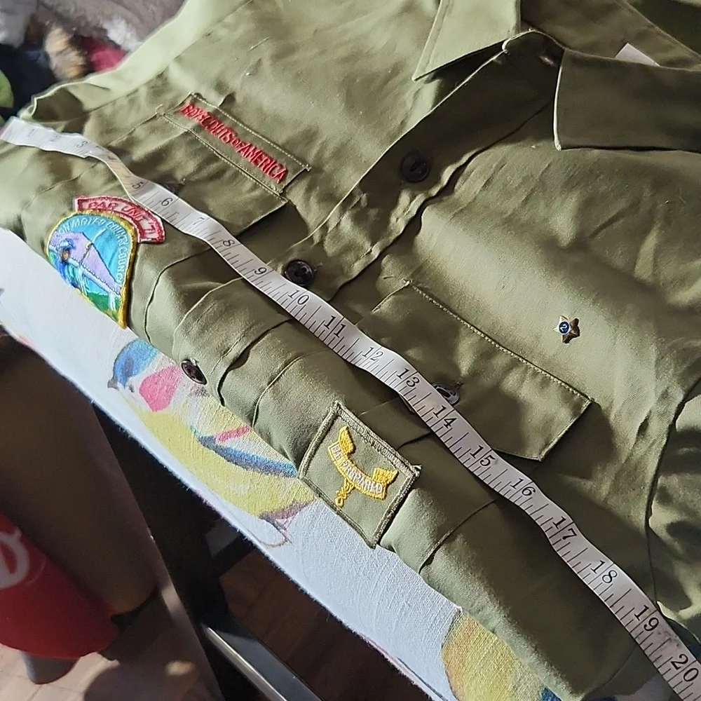 VINTAGE BOY SCOUT HAT & SHIRT with patches